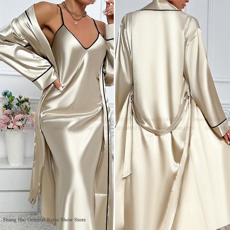 Robe Silk Women - Conjunto de bata larga Sexy para