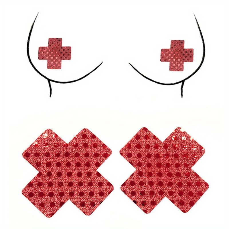 Nipple Cover Pasties - Cubrepezones con Diseño de Cruz Roja,