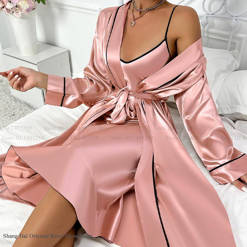Conjunto de bata larga Sexy pa - Robe Silk Women reseña y precio